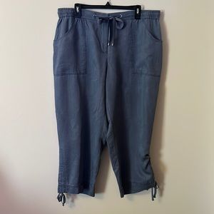 Jones New York Wide Leg Cropped Pants Chambray Blue Color Size 16